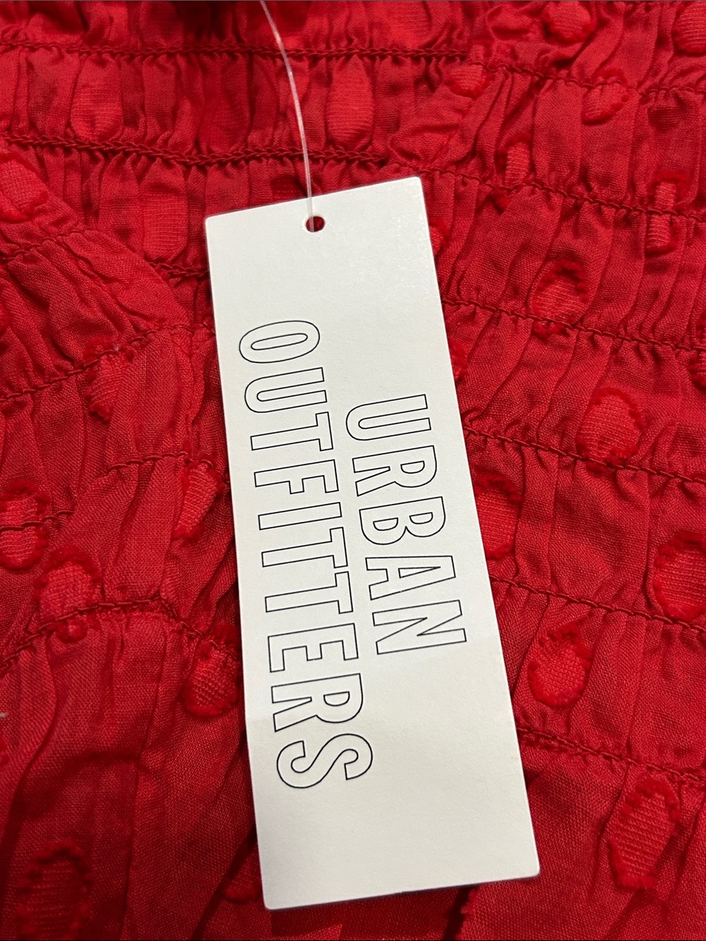 Urban Outfitters Red Ruffled Smocked V-Neck Crop Tank Size Medium - Picture 9 of 10